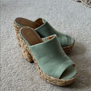 Lulu's Mint Green Platform Mules